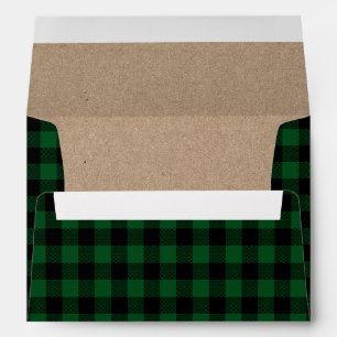 Enveloppe Tartan vert de Noël Kraft