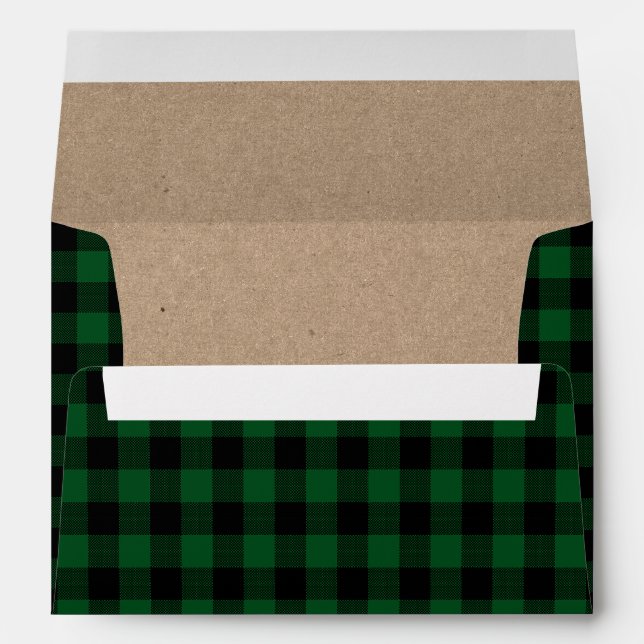 Enveloppe Tartan vert de Noël Kraft (Dos (Bas))