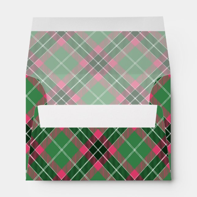 Enveloppe Tartan vert et rose (Dos (Bas))