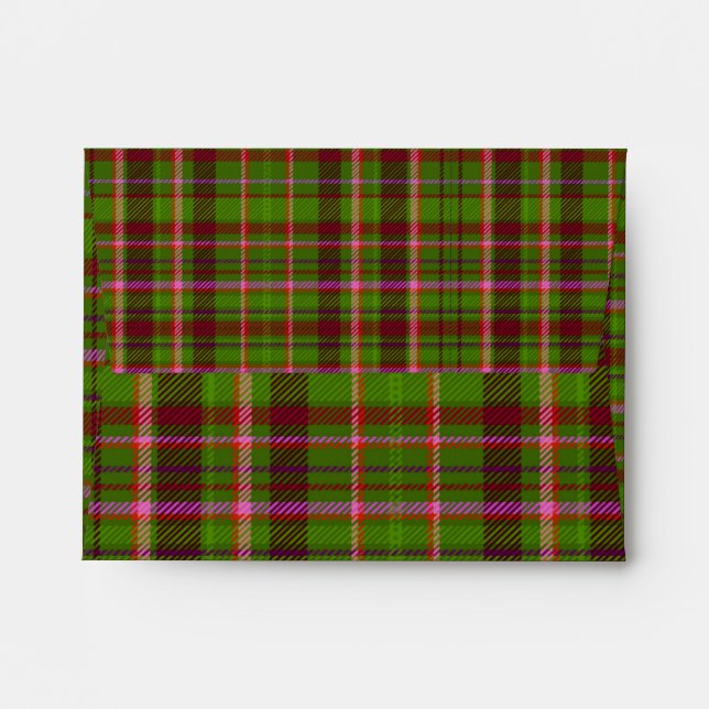 Enveloppe Tarten rouge et vert plaid (Dos (Haut rabat))
