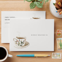 Tasse de thé florale chic pour la fête de la marié
