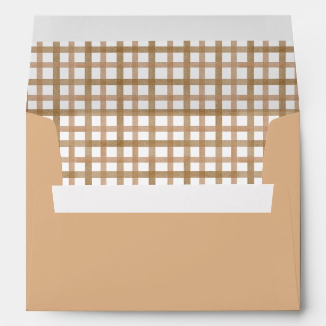 Enveloppe Taupe Gingham Envelope with Liner Pattern (Dos (Bas))