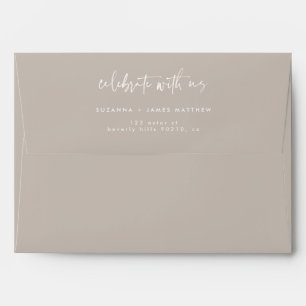 Enveloppe Taupe moderne Célébrez avec nous Mariage de script