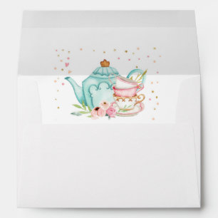 Enveloppe Tea Party Thé Pot Pink Gold Floral Par-tea Girl
