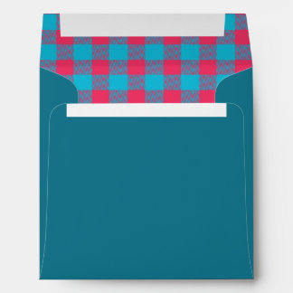 Enveloppe Teal & Red Buffalo Check Square Envelope