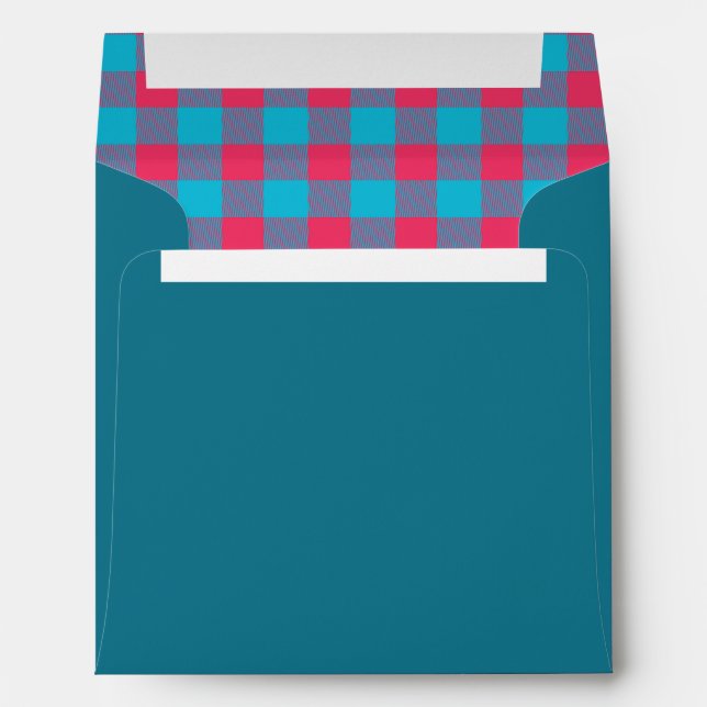 Enveloppe Teal & Red Buffalo Check Square Envelope (Dos (Bas))