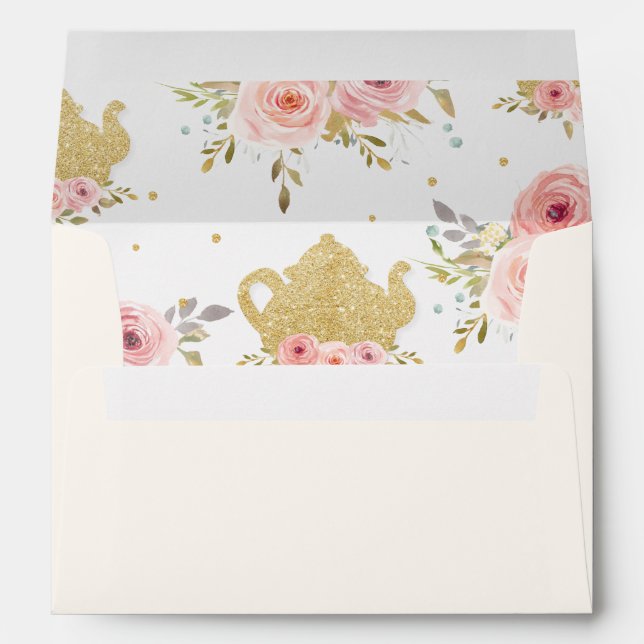 Enveloppe Teapot à thé rose pâle 5x7 Carte A7 (Dos (Bas))