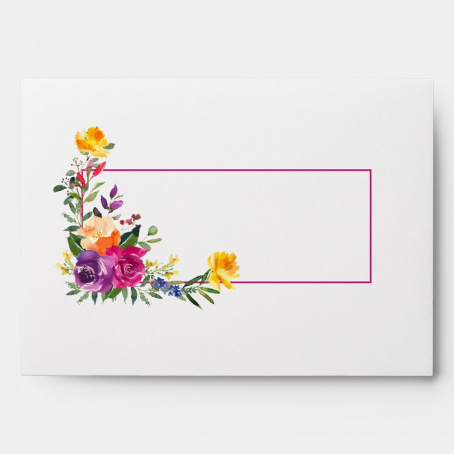 Enveloppe Technicolor tendance Boho Floral Mariage (Devant)