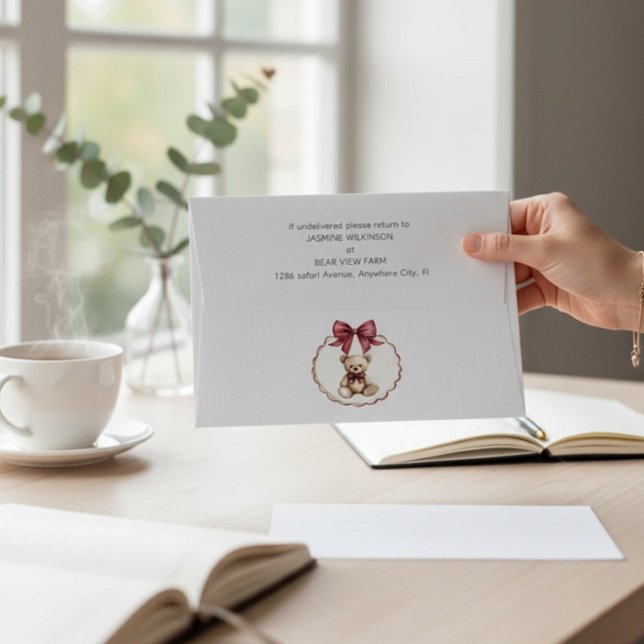 Enveloppe Teddy Bear Bow Baby Shower Invitation Envelope (Créateur téléchargé)