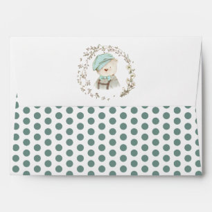 Enveloppe Teddy Bear Polka Anniversaire de enfant vert