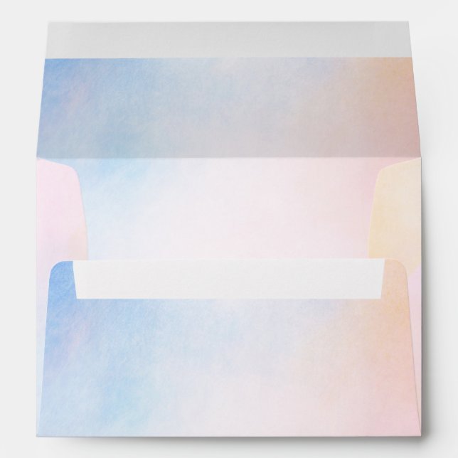 Enveloppe Teinture d'aquarelle bleu rose Peach (Dos (Bas))