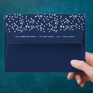 Enveloppe Température de neige blanche moderne bleu marine a