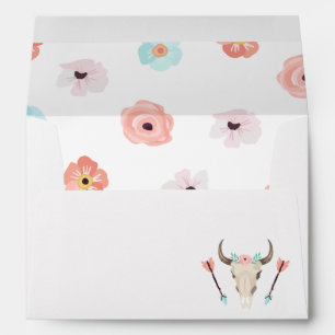 Enveloppe Tendance Boho Floral Crâne de vache