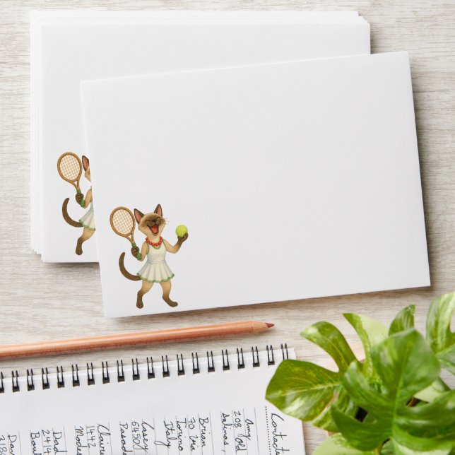 Enveloppe Tennis Christmas themed for Player cat lovers  (Stacked)