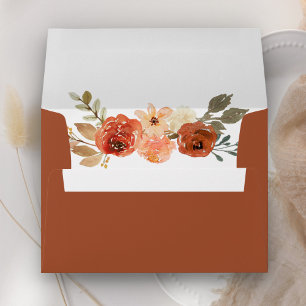 Enveloppe Terme brûlé Orange Floral Terracotta Mariage