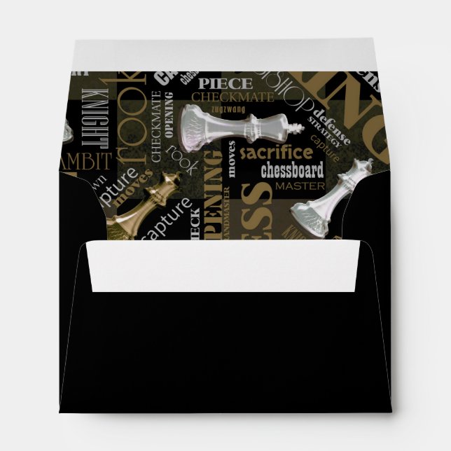 Enveloppe Termes et pièces d'échecs Argent et Or ID784 (Dos (Bas))