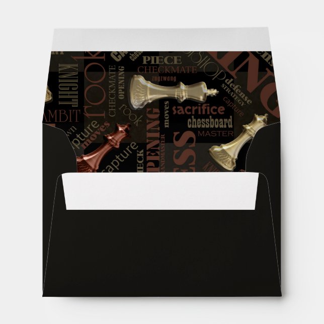 Enveloppe Termes et pièces d'échecs Cuivre et Or ID784 (Dos (Bas))