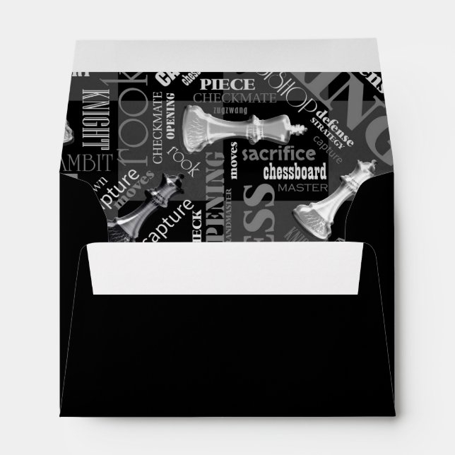 Enveloppe Termes et pièces d'échecs noir et blanc ID784 (Dos (Bas))
