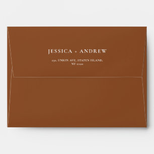 Enveloppe Terra Cotta minimaliste et blanc Mariage simple