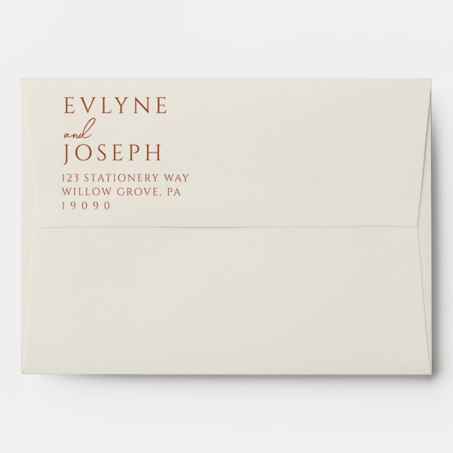Enveloppe Terracotta Beige Boho Earthy Bold Mariage tendance (Dos (Haut rabat))