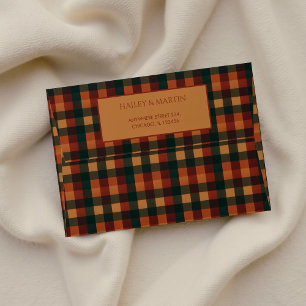 Enveloppe Terracotta Buffalo Plaid Adresse de retour Rustiqu