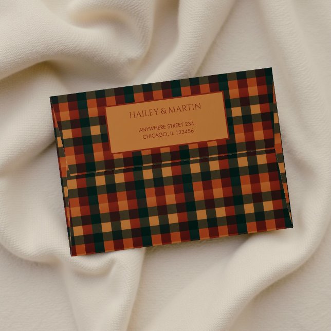 Enveloppe Terracotta Buffalo Plaid Adresse de retour Rustiqu (Créateur téléchargé)