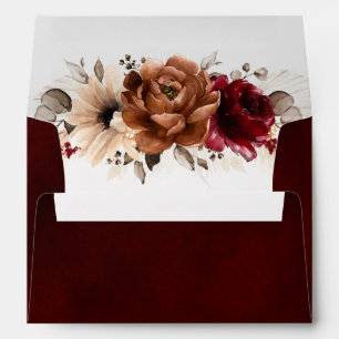 Enveloppe Terracotta Burgundy Mauve Floral Mariage géométriq