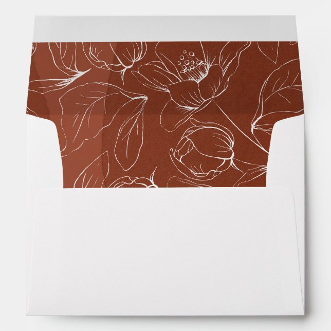 Enveloppe Terracotta Floral Boho Monogram Mariage (Dos (Bas))