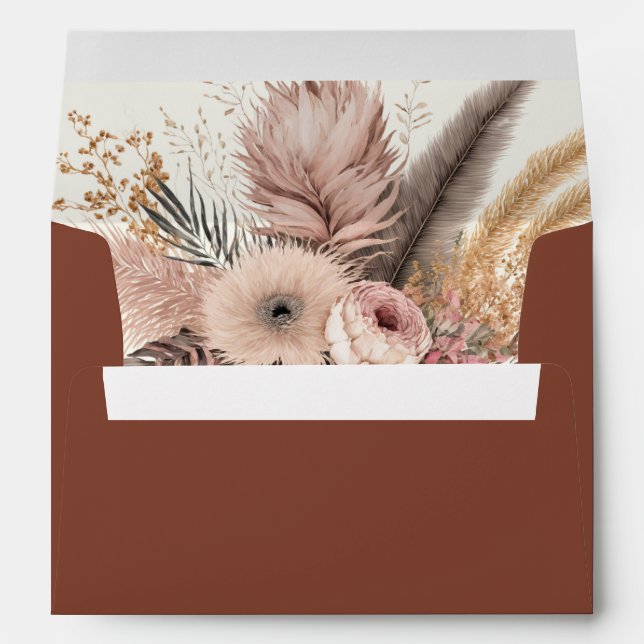 Enveloppe Terracotta Floral Pampas Grass Mariage (Dos (Bas))