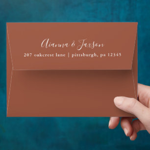 Enveloppe Terracotta Joli Script Retourner Adresse Mariage