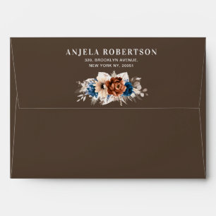 Enveloppe Terracotta Marine Bleu Pampas Grass Mariage rustiq