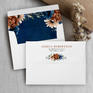 Enveloppe Terracotta Marine Bleu Vert Mariage géométrique En