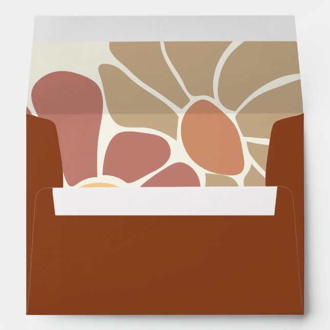 Enveloppe Terracotta Retro Super Boho Chic Floral Mariage (Dos (Bas))