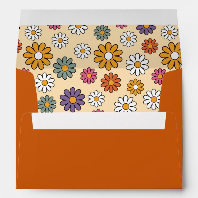 Enveloppe Terracotta Retro Super Hippie Daisy les années 70  (Dos (Bas))