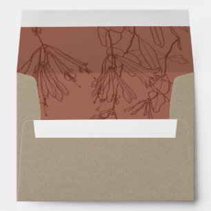 ENVELOPPE TERRACOTTA RUST KRAFT LINE DESSIN ADRESSE FLORALE