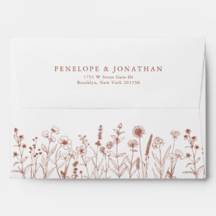 Enveloppe Terracotta Rustic Floral Automne Fleur sauvage Mar