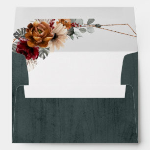 Enveloppe Terracotta Sage Bourgogne Floral Mariage géométriq