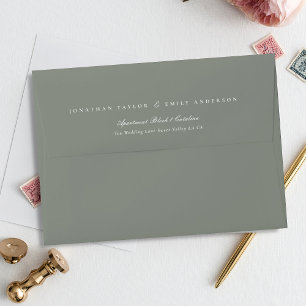 Enveloppe Texte blanc élégant et vert gris