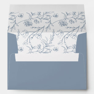 Enveloppe Texte floral chic Dusty Mariage bleu