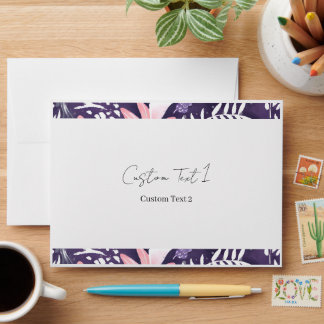 Enveloppe Texte personnalisé à l'intérieur floral indigo