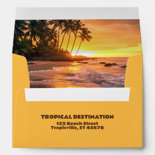 Enveloppe Texte personnalisé Coucher de soleil sur la plage 