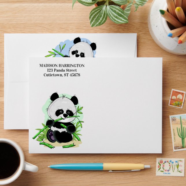 Enveloppe Texte personnalisé Cute Pandas (Desk)