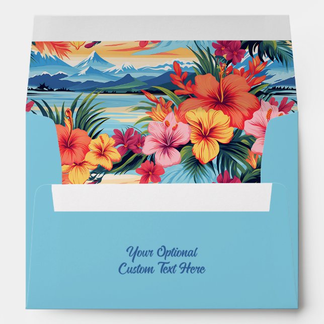Enveloppe Texte personnalisé Fleurs tropicales colorées et p (Dos (Bas))