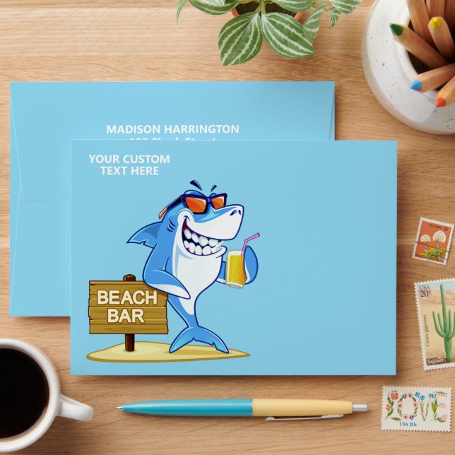 Enveloppe Texte personnalisé Funny Shark (Desk)