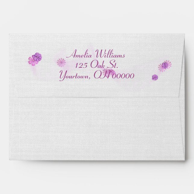 Enveloppe texturé gris doux avec en vichy rose (Dos (Haut rabat))