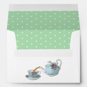 Enveloppe Théière et tasse de style vintage élégant