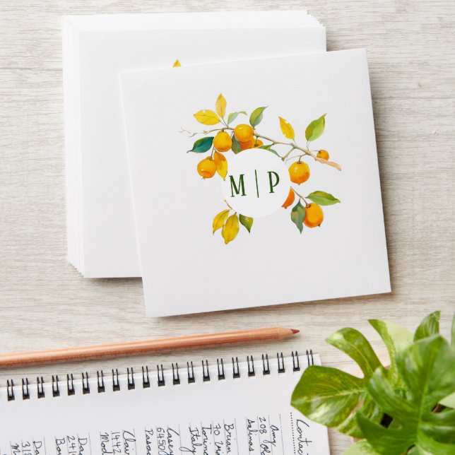 Enveloppe Thème d'aquarelle orange Couleurs vives (Stacked)