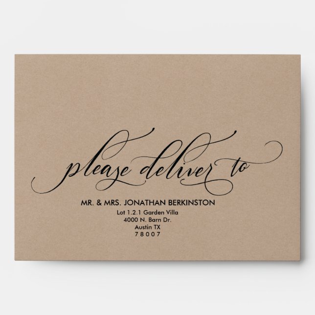 Enveloppe Thème de calligraphie rustique Mariage A7 Envelopp (Devant)