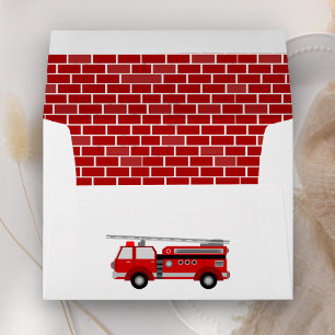 Enveloppe Thème de fête d'anniversaire de camion de pompiers