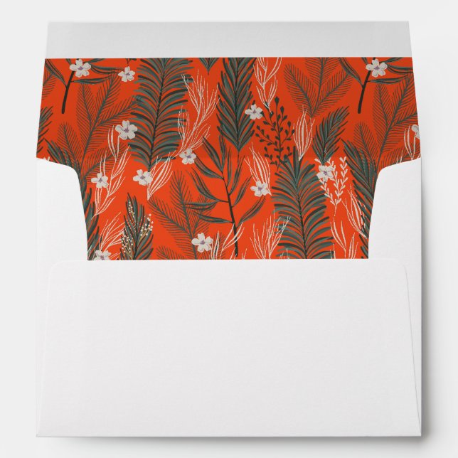 Enveloppe Thème de Noël motif verdure fleurs blanches (Dos (Bas))